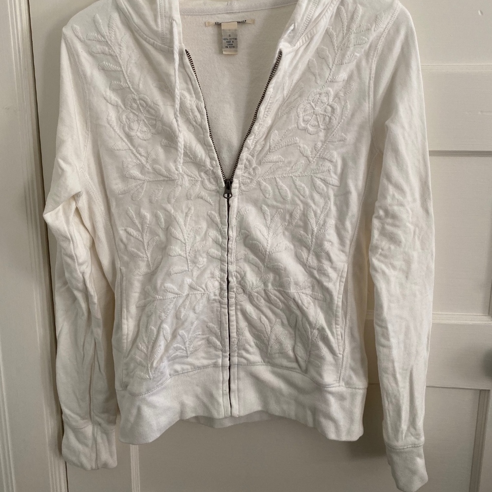 Lucky Brand White Embroidered Hoodie